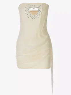 Robe de soirée abricot en polyester à motif c艙urs sans manches bustier robe d'été
