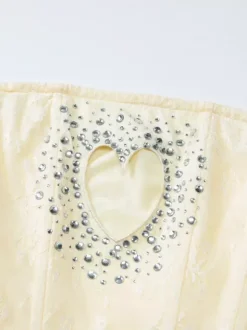 Robe de soirée abricot en polyester à motif c艙urs sans manches bustier robe d'été