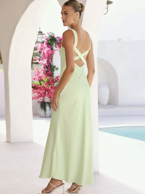 Robe de soirée longue bleu royal à bretelles col sans manches dos nu sexy et semi-formelle