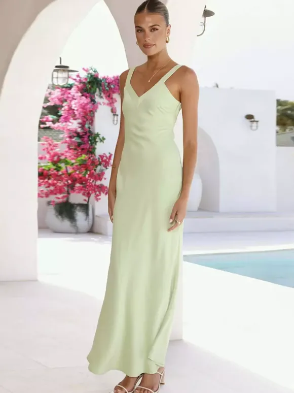 Robe de soirée longue bleu royal à bretelles col sans manches dos nu sexy et semi-formelle