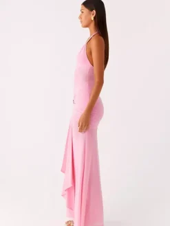 Robe de soirée longue marron café col en V sans manches sexy semi-formelle