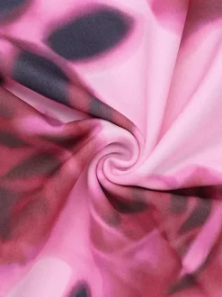 Robe de soirée longue rose à bretelles sans manches imprimée style décontracté/semi-formel