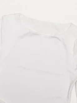 Robe de soirée maxi blanche à col rond et manches longues style semi-formel sexy