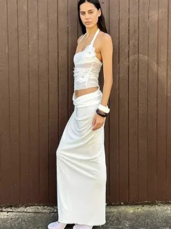 Robe de soirée maxi bleue à fleurs sans manches sexy et semi-formelle idéale pour l'été.