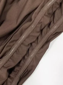 Robe de soirée maxi marron sans bretelles plissée sans manches robe sexy semi-formelle