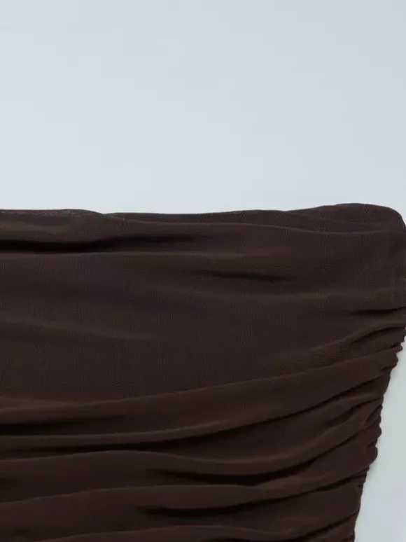 Robe de soirée maxi marron café sans bretelles plissée sexy semi-formelle robe d'été