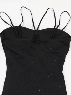 Robe de soirée maxi moulante sans manches à sequins sur les côtés transparents pour femmes 2026