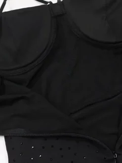 Robe de soirée maxi moulante sans manches à sequins sur les côtés transparents pour femmes 2026