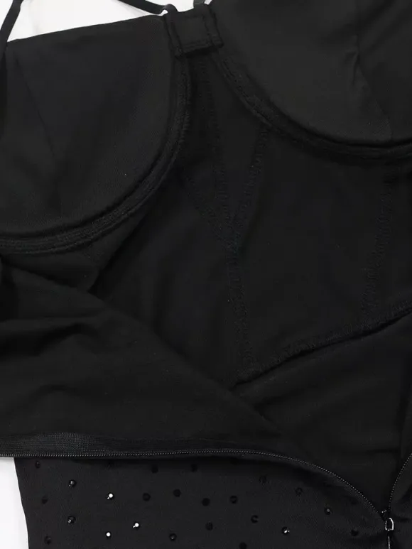Robe de soirée maxi moulante sans manches à sequins sur les côtés transparents pour femmes 2026