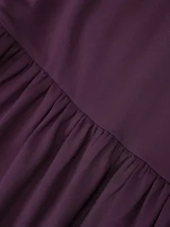 Robe de soirée maxi violette sans bretelles plissée sexy semi-formelle robe d'été