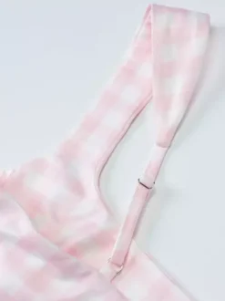 Robe de soirée midi rose à bretelles col plissé à carreaux style classique semi-formel robe d'été