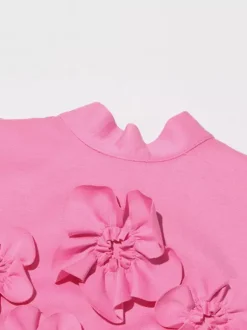 Robe de soirée mini rose à col montant fleuri sans manches style décontracté semi-formel