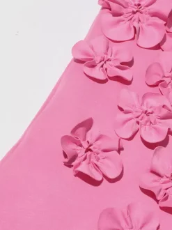 Robe de soirée mini rose à col montant fleuri sans manches style décontracté semi-formel