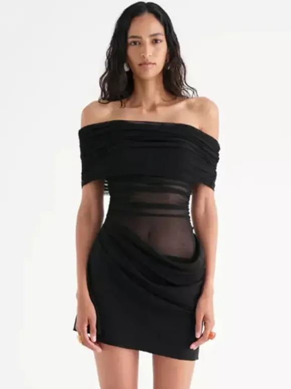 Robe de soirée mini verte sans bretelles plissée sans manches robe semi-formelle