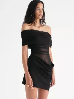 Robe de soirée mini verte sans bretelles plissée sans manches robe semi-formelle