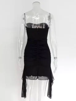 Robe de soirée mini violette sans bretelles et sans manches robe sexy semi-formelle