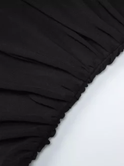Robe de soirée noire dos nu décolleté c艙ur froncée et fendue robe midi pour boîte de nuit ou tenue de ville
