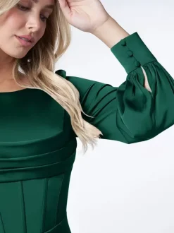 Robe de soirée pour la mère de la mariée Bond manches longues robe de bal plissée robes d'invité pour mariage