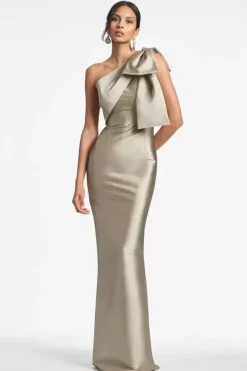 Robe de soirée pour la mère de la mariée asymétrique n艙uds longueur au sol sirène robes d'invitées pour mariage