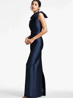 Robe de soirée pour la mère de la mariée asymétrique n艙uds longueur au sol sirène robes d'invitées pour mariage