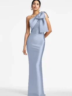 Robe de soirée pour la mère de la mariée asymétrique n艙uds longueur au sol sirène robes d'invitées pour mariage