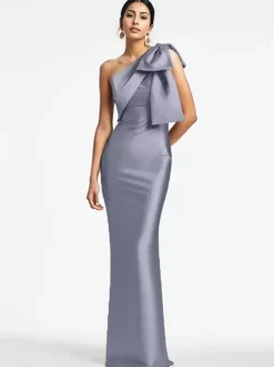 Robe de soirée pour la mère de la mariée asymétrique n艙uds longueur au sol sirène robes d'invitées pour mariage