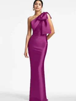 Robe de soirée pour la mère de la mariée asymétrique n艙uds longueur au sol sirène robes d'invitées pour mariage