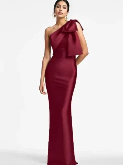 Robe de soirée pour la mère de la mariée asymétrique n艙uds longueur au sol sirène robes d'invitées pour mariage