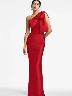 Robe de soirée pour la mère de la mariée asymétrique n艙uds longueur au sol sirène robes d'invitées pour mariage