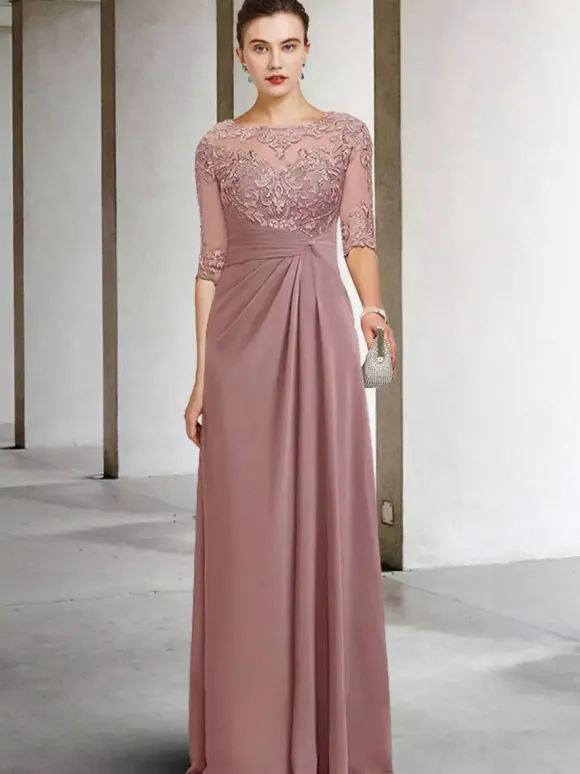 Robe de soirée pour la mère de la mariée col bijou sans manches robes d'invité en dentelle A-ligne pour mariage personnalisation gratuite