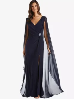 Robe de soirée pour mère de la mariée col en v sans manches ligne a avec des appliques robes d'invitées pour mariage
