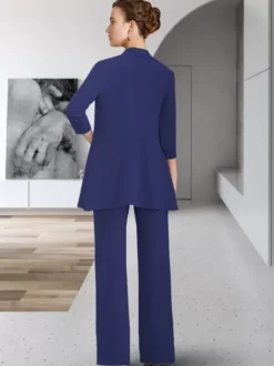 Robe de soirée pour mère de la mariée col bijou manches 3/4 gaine en dentelle longueur au sol robes d'invitées pour mariage