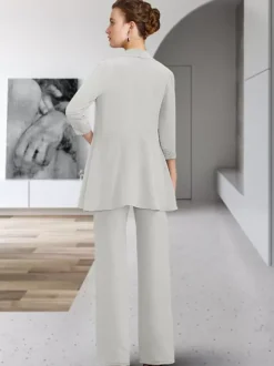 Robe de soirée pour mère de la mariée col bijou manches 3/4 gaine en dentelle longueur au sol robes d'invitées pour mariage