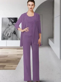 Robe de soirée pour mère de la mariée col bijou manches 3/4 gaine en dentelle longueur au sol robes d'invitées pour mariage