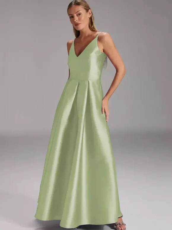 Robe de soirée pour mère de la mariée col en v sans manches robe de bal plissée robes d'invitées de mariage