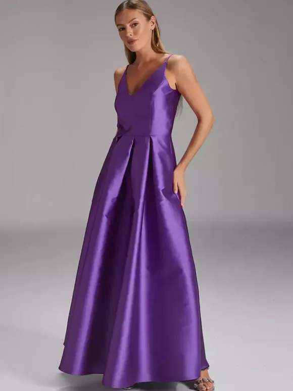 Robe de soirée pour mère de la mariée col en v sans manches robe de bal plissée robes d'invitées de mariage