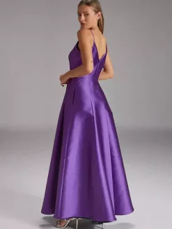 Robe de soirée pour mère de la mariée col en v sans manches robe de bal plissée robes d'invitées de mariage