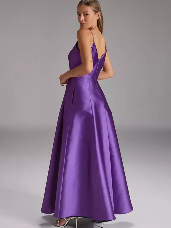 Robe de soirée pour mère de la mariée col en v sans manches robe de bal plissée robes d'invitées de mariage