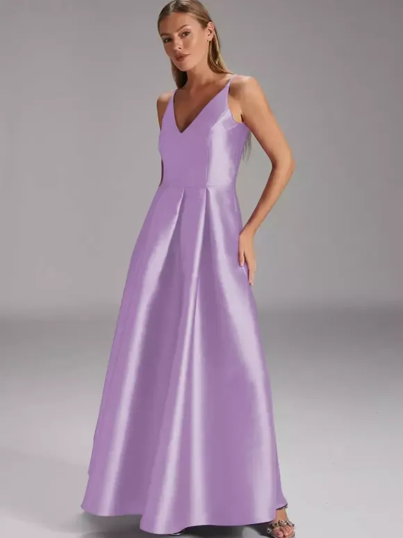 Robe de soirée pour mère de la mariée col en v sans manches robe de bal plissée robes d'invitées de mariage