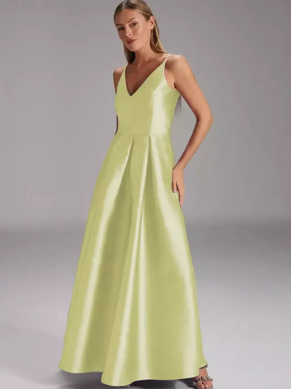 Robe de soirée pour mère de la mariée col en v sans manches robe de bal plissée robes d'invitées de mariage