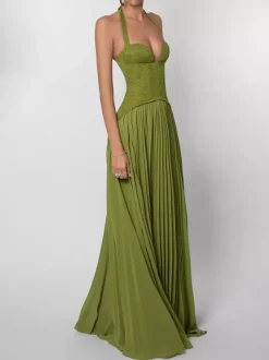 Robe de soirée robe de bal décolleté en c艙ur dentelle avec traîne plissée robe de cérémonie