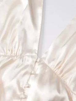 Robe de soirée romantique mini plissée à lacets sans manches dos nu couleur champagne