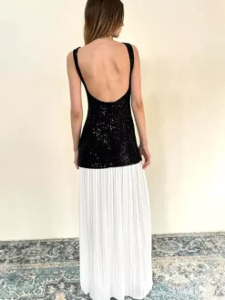 Robe de vacances maxi sans manches noire décontractée