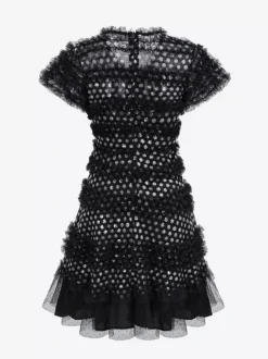 Robe de vacances midi plissée à manches courtes et col en V robe noire chic