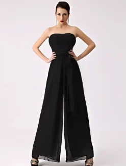 Robe demoiselle d'honneur 2026 combinaison femmes soirée bretelles dos-nu jambe large pantalon en mousseline de soie