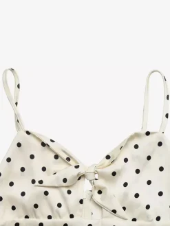 Robe d'été fluide à pois crème débardeur maxi n艙ud devant