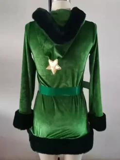 Robe Femme Noël Moulante Verte Déguisement Enfant Costumes de Vacances de Noël