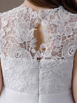 Robe fille de fleur robe cérémonie fille col rond au sol
