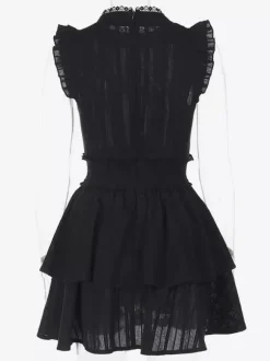 Robe gothique Lolita noire en dentelle à volants