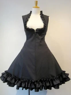 Robe JSK gothique Lolita Jupes lolita noires à lacets à lacets noirs Déguisements Halloween